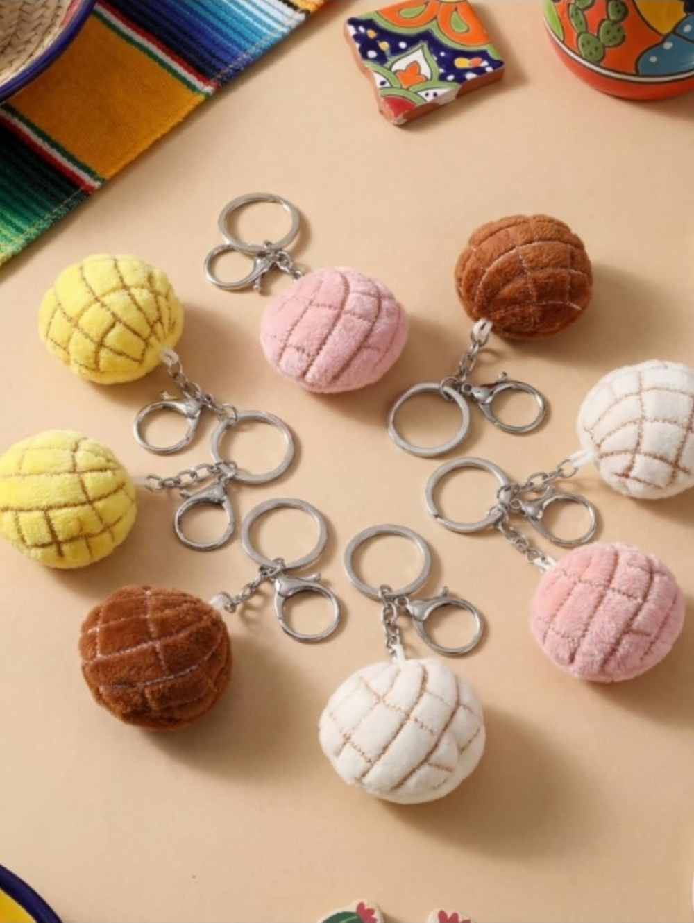 Plush Concha Bread Keychain